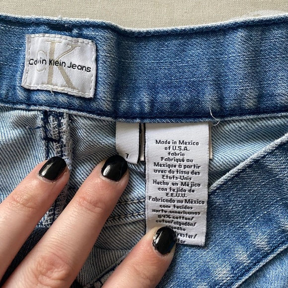 Calvin Klein Denim Skirt Blue Size 7 Raw Hem Pencil Jean Mini Women’s Y2K 00s - Picture 6 of 8